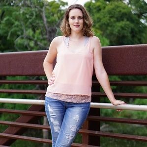 Blush Chiffon Layered Tank